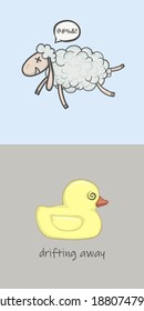 Print set 'Sheep' and 'Duck'. Suitable for t-shorts, sweatshorts, pyjamas, mobile cases, funny greeting cards.