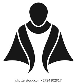 Vector del icono de la silueta del mantón de la impresión en el fondo blanco 