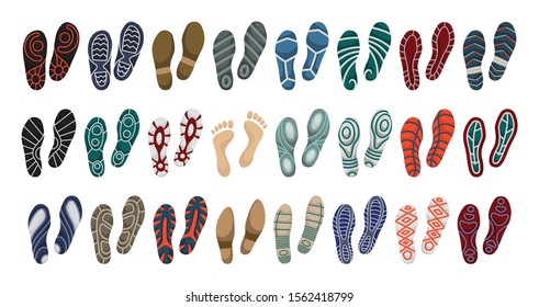 Print of shoe vector cartoon set icon.Vector illustration print of sole shoe on white background . Isolated set icon footprint foot.