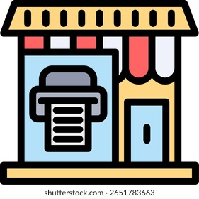 Print Shop Line Filled Icon Design