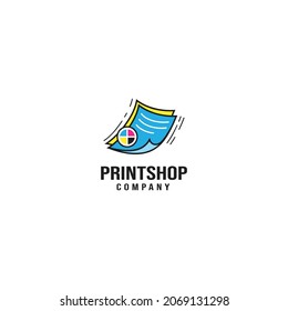 print shop logo design template vector