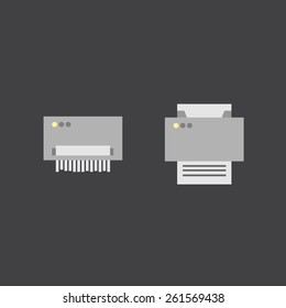 Print and shredder flat icons or illustrations in vector, eps