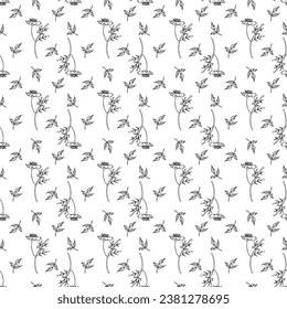 print from sketches of marigolds, seamless pattern for textiles and interior. vector pattern of flowers and leaves