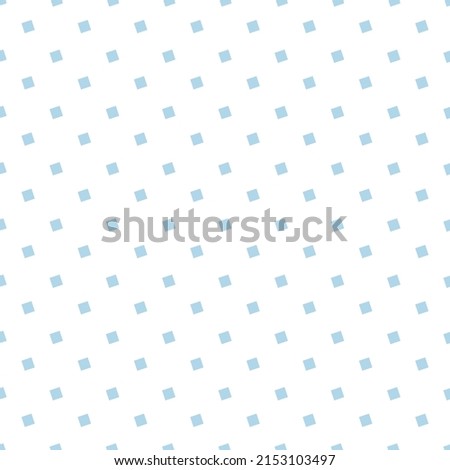 Print with small blue squares. Geometric pattern. Vector illustration isolated on white background. For packaging, covers and brochures, holidays, baby products, fabrics and prints, stationery and