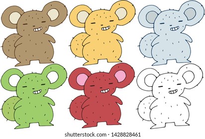 Print squirrel cartoon doodle color set happy funny hand draw monsters