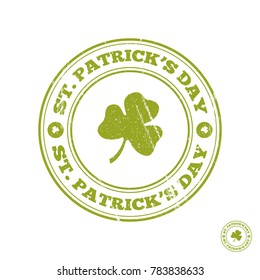 print for St. patrick's day, vector illustration, flat silhouette, attrition, texture, white background, green, shamrock, clover, luck