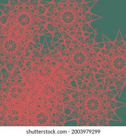 Print Stars Sharp Folk Chaotic Lace Mandala Background. Satanic Red Santa Luxury Ornamental Colorful Complicated Wallpaper. Mystery Monochrome Green Bright Dark Winter Light Christmas Ornament.