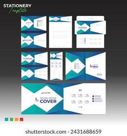 Print Stationery design with Business card Letterhead Envelope Postcard Rollup social cover brochure cover for any best use