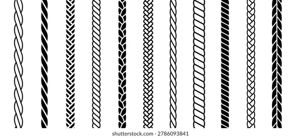 Print Straight rope vector icon. Set of repeating rope patterns. Seamless hemp cord line collection. Rope vector icon. Set of repeating rope patterns. Seamless hemp cord line, vector illustration.