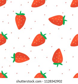 Print with strawberries on a white background. Pattern for textile, paper, fabric, Wallpaper, tablecloth, open, background. Vector image.