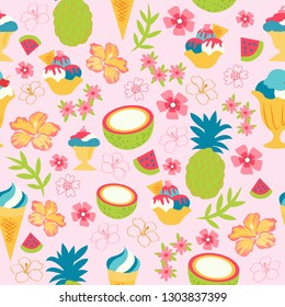 print summer pink background seamless pattern
