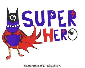 Print super hero for t-shirt, textile, card, web and other design.