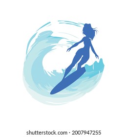 print surfing in blue tones on a white background 