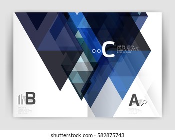 Print template modern elegant background triangle annual report. Vector design for workflow layout, diagram, number options or web design
