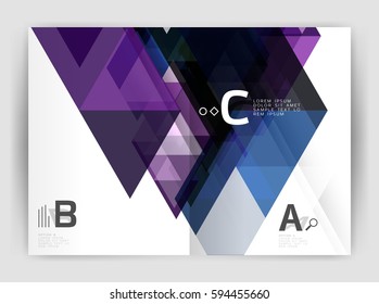 Print template modern elegant background triangle annual report. Vector design for workflow layout, diagram, number options or web design