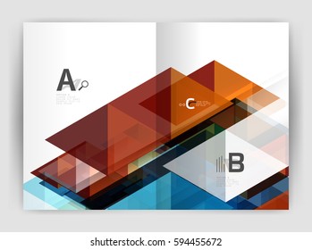Print template modern elegant background triangle annual report. Vector design for workflow layout, diagram, number options or web design