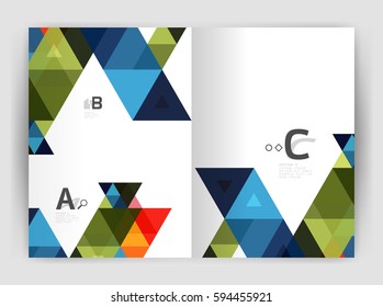 Print template modern elegant background triangle annual report. Vector design for workflow layout, diagram, number options or web design