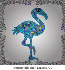 Print for textile, t-shirt. Simple feminine pattern for invitation, card, print. Vector in cute style. Watercolor white, blue and green flamingo. Seamless pattern pattern.