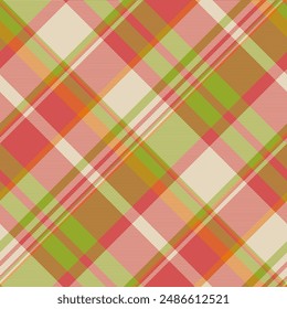 Tejido de textura estampado tartán, mantel a cuadros Vector sin costuras. Modelo de verificación de fondo textil de ventana en paleta de colores rojos y claros.