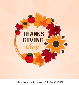 Print thanksgiving day  leaf apple