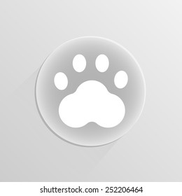 Print track wild animals on a white button with shadow 