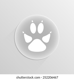 Print track wild animals on a white button with shadow 