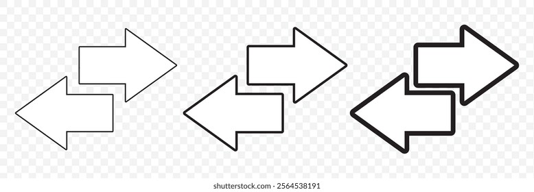 Print Transfer arrows icon set. compare or exchange vector symbol. swap, flip or change sign. two way data trade icon. eps 10.