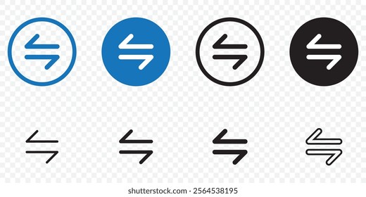 Print Transfer arrows icon set. compare or exchange vector symbol. swap, flip or change sign. two way data trade icon. eps 10.