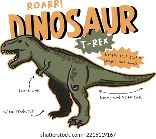 Print with t-rex. Print for poster, t-shirt, stationary, kids and other design.