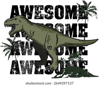 Print with t-rex. Print for poster, t-shirt, stationary, kids and other design.