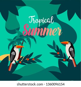 Print Tropical Summer background with tropical landscape