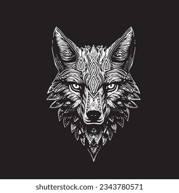 print for t-shirt boho style wolf vector