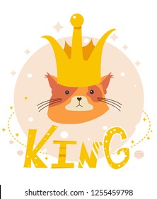 print for t-shirt with a cat in the crown