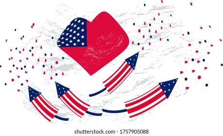  print, t-shirt, mug, wall illustration, elements of American symbols.