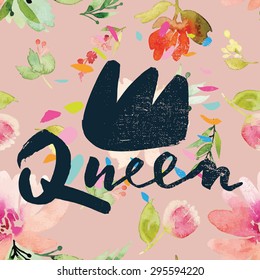 Print for T-shirt. Seamless pattern. Watercolor background. Flowers.