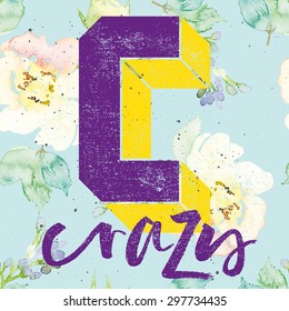 Print for T-shirt. Seamless pattern. Watercolor background. Flowers.