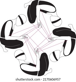 Print for a T-shirt or a sticker. The rules of the game. It's about points of connections and world politics, when no one knows the truth but manipulating each others.