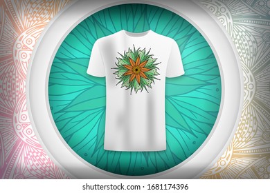 Print for t-shirt or sweatshirt with flower. Trendy fashion vector illustration.