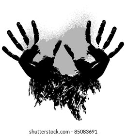 Print of two grunge hands. Vector illustration