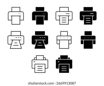 Imprimir Coleção de Estilos de Vetor de Papel de Documento Sólido e de Linha do Conjunto de Ícones da Interface do Usuário