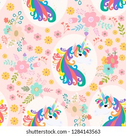 print unicorn on pink background with flower bouquet