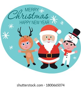 Print Vector cartoon icons of Christmas Santa Claus. Decorative elements.