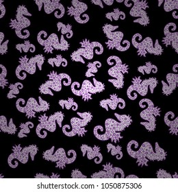 Print. Vector. Design. Doodles black, white and violet on colors. Flat elements. Nice fabric pattern.