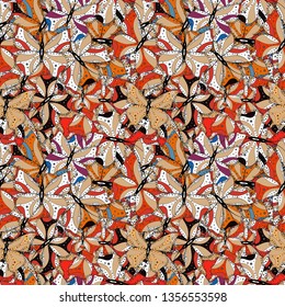 Print. Vector. Doodles beige, white and black on colors. Design wrapping and gift paper, greeting cards, banner and posters design. Fashionable fabric pattern.