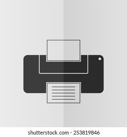 Print vector icon. Effect of folded paper. Flat design