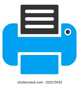 Print vector icon. Style is bicolor flat symbol, blue and gray colors, rounded angles, white background.