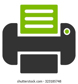 Print Vector Icon. Style Is Bicolor Flat Symbol, Eco Green And Gray Colors, Rounded Angles, White Background.