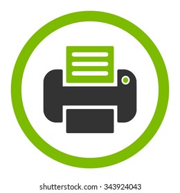 Print vector icon. Style is bicolor flat rounded symbol, eco green and gray colors, rounded angles, white background.