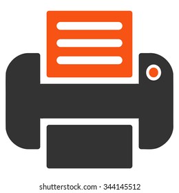 Print vector icon. Style is bicolor flat symbol, orange and gray colors, rounded angles, white background.