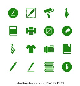 print vector icons set. with paint roller, books, pencil and book in set